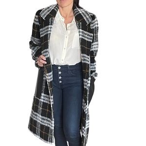 NWT from Macy’s Calvin Klein faux leather pockets double breasted wool coat